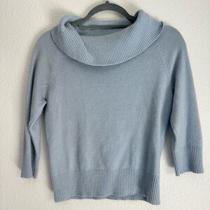Baby blue cashmere cowl neck sweater